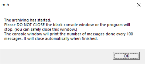 archive start message